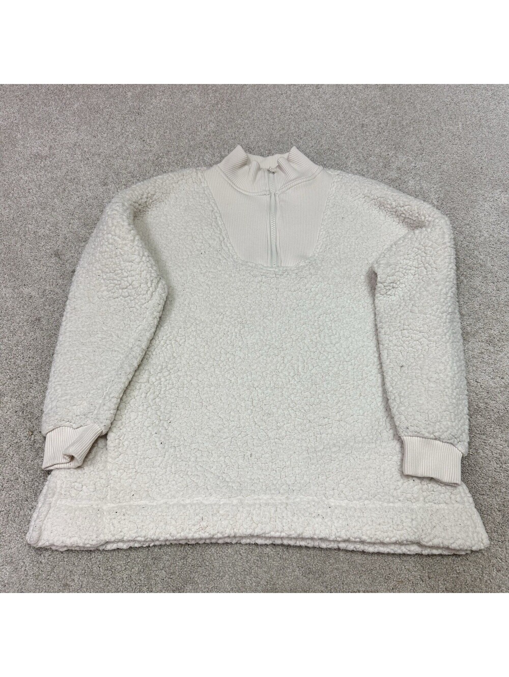 Aerie Jacket Women’s Ivory Fleece Long Sleeve 1/4 Zip Pullover Size XS